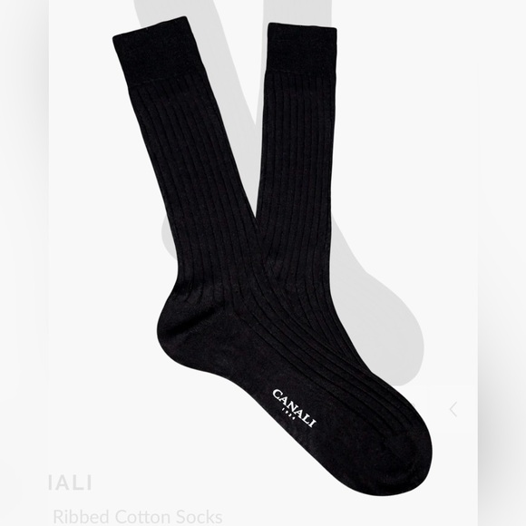 Canali Other - (2) CANALI Black Ribbed Cotton Socks